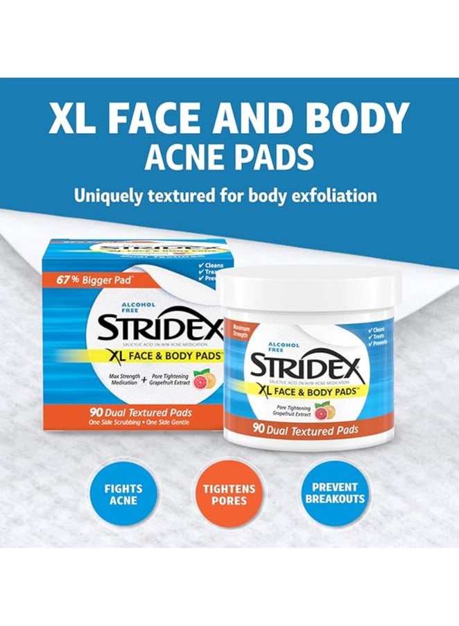 Stridex XL Face Body Pads, 90 Count, Alcohol Free - Image 4