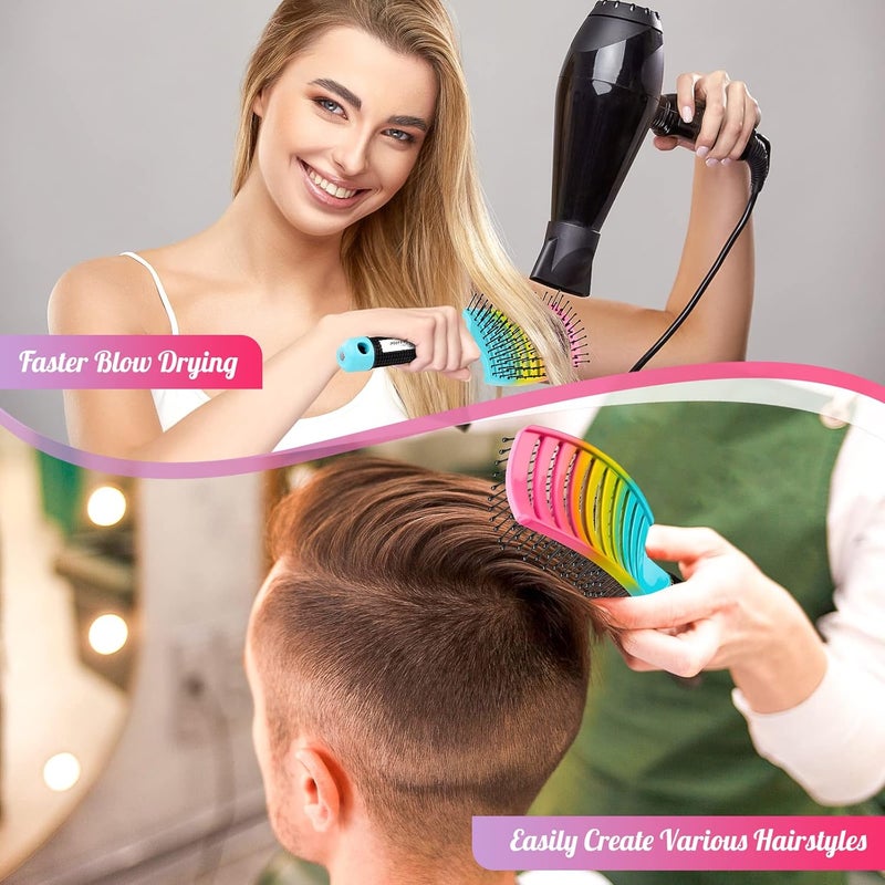 Bsisme Curved Vented Paddle Brush - Faster Blow Drying, Detangling for Women & Men, Professional Styling for Wet, Curly, Thick or Straight Hair (colourful) - Image 5