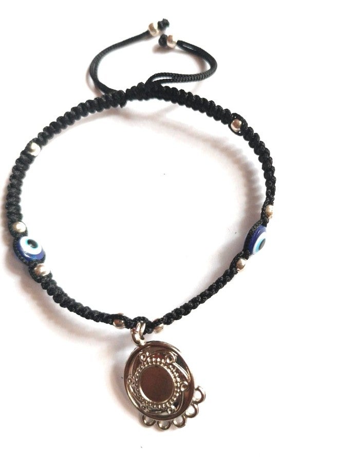 Jyokrish Handmade Adjustable Black Thread Knot hanging Round Chakri & 2 Blue evil eye Anklet For Women | girls | Nazariya |Payal | Free Size |lucky Charms | Pair of 1 - Image 1