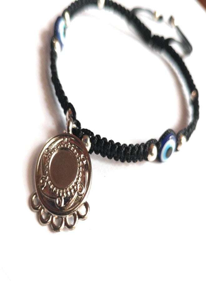 Jyokrish Handmade Adjustable Black Thread Knot hanging Round Chakri & 2 Blue evil eye Anklet For Women | girls | Nazariya |Payal | Free Size |lucky Charms | Pair of 1 - Image 4