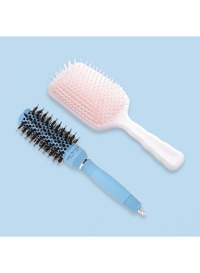 Kuber Industries Hair Brush | Bristles Brush | Hair Brush With Paddle | Sharp Hair Brush For Woman | Suitable For All Hair Types | Tgx5232-Xh45Pnk | Ice Blue & Pink - Image 1