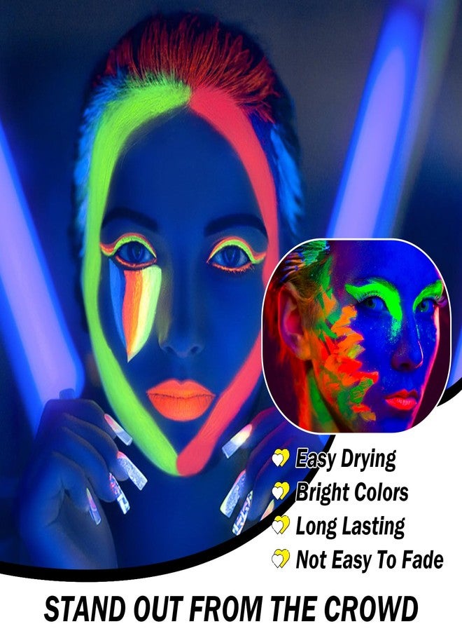 QIUFSSE 8 Colors Neon Face Paint Glow in The Dark UV Blacklight Body Paint Professional Water Activated Face Paint for Adults Kids Halloween Makeup - Image 4
