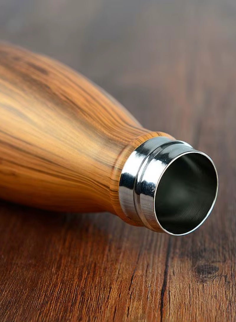 Twisoo Twisoo Stainless Steel Vacuum Insulated Water Bottle, 500ml, Leak-Proof Flask with Wooden Design, Perfect for School, Gym, Office, Travel, Sports & Hiking (Blue) - Image 4