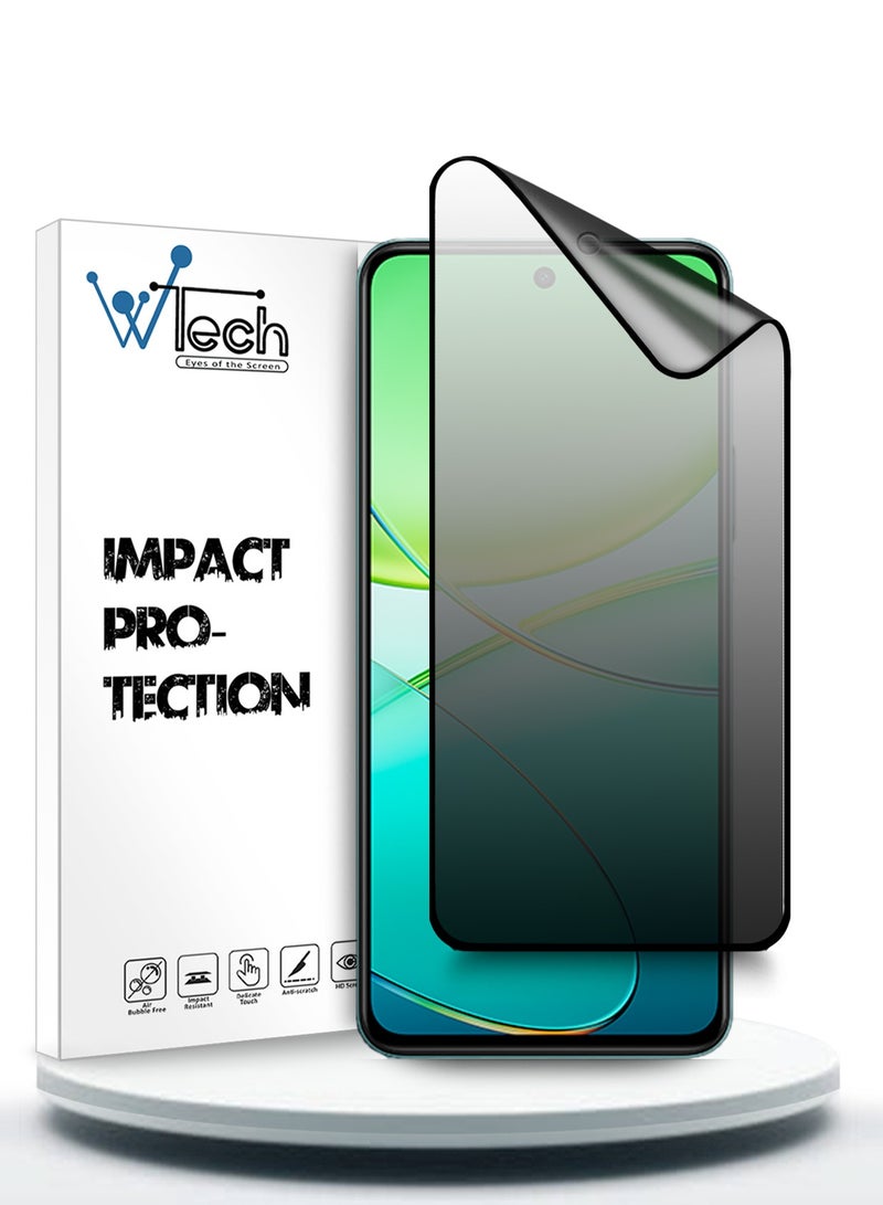 Wtech Nano Ceramic Privacy Full Glue Full Cover Matte Flexible Screen Protector For Vivo Y38 / Vivo Y200t 5G 2024 Clear/Black - Image 1