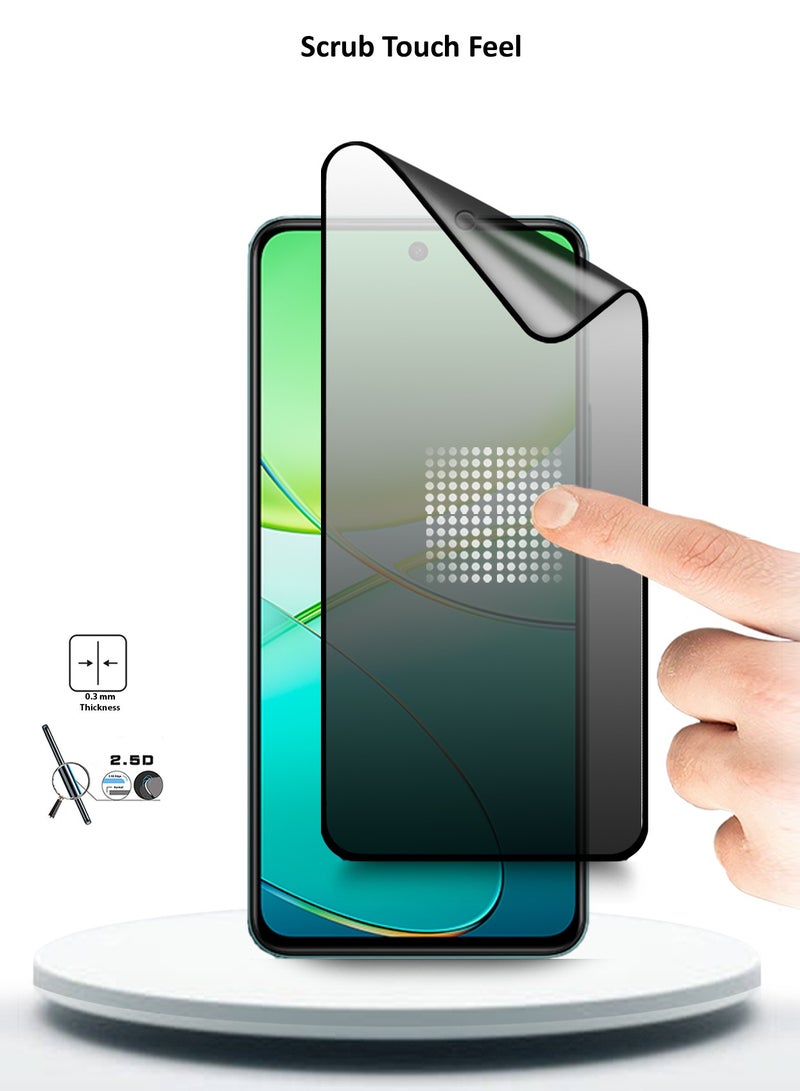 Wtech Nano Ceramic Privacy Full Glue Full Cover Matte Flexible Screen Protector For Vivo Y38 / Vivo Y200t 5G 2024 Clear/Black - Image 3