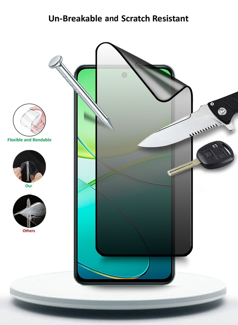 Wtech Nano Ceramic Privacy Full Glue Full Cover Matte Flexible Screen Protector For Vivo Y38 / Vivo Y200t 5G 2024 Clear/Black - Image 4