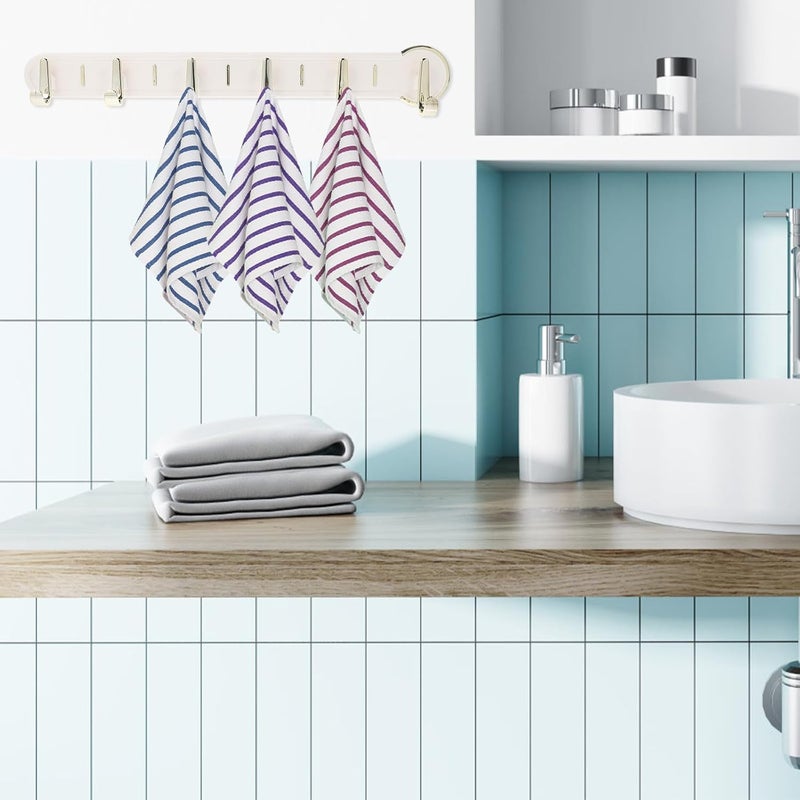 Heavy Duty Adhesive Bathroom Hooks Wall Mounted Plastic Coat Catch Rack for Towels and Robes, No Drill Seamless Sticky Hanging Hook for Shower and Door, White 6-Hook Rack 1pcs - Image 4