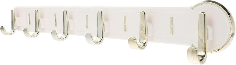 Heavy Duty Adhesive Bathroom Hooks Wall Mounted Plastic Coat Catch Rack for Towels and Robes, No Drill Seamless Sticky Hanging Hook for Shower and Door, White 6-Hook Rack 1pcs - Image 1