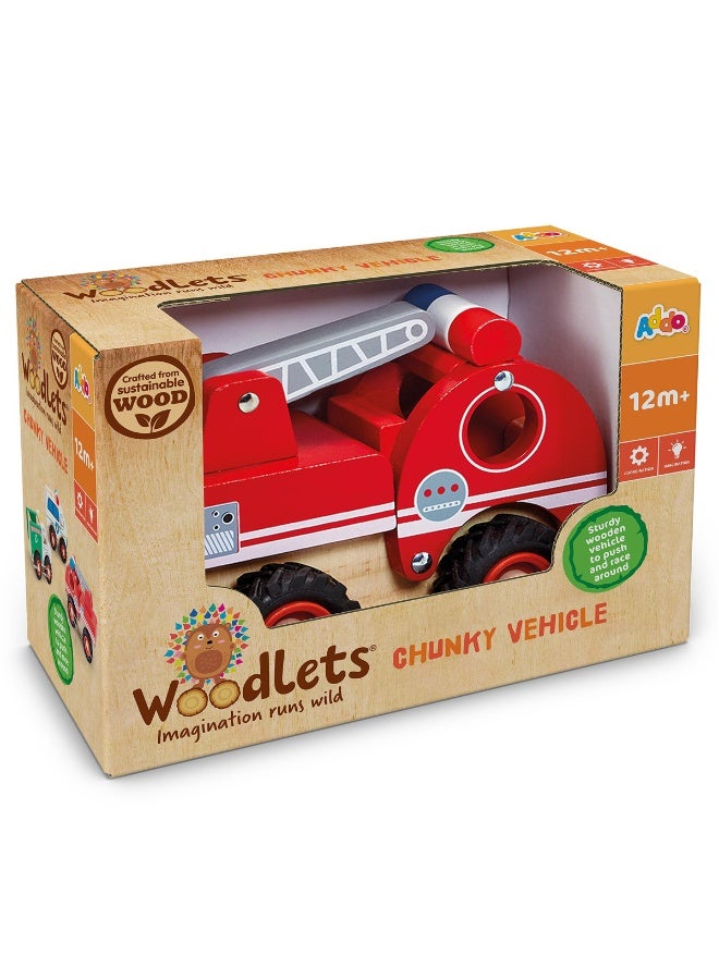 Addo Woodlets Chunky Wooden Vehicles, Assorted 1 Piece (Style & Color May Vary) Each Sold Separately | Fire Truck, Police Van & Recycling Truck | Toy Vehicle | Preschool Toy | Wooden Toy for Toddlers | Interactive Toy | Early Learning Toy | Helps with Motor Skill Development | Perfect Gift for Baby and Toddler - Image 2
