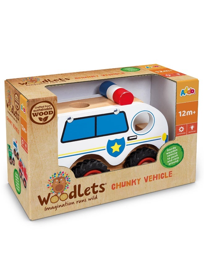 Addo Woodlets Chunky Wooden Vehicles, Assorted 1 Piece (Style & Color May Vary) Each Sold Separately | Fire Truck, Police Van & Recycling Truck | Toy Vehicle | Preschool Toy | Wooden Toy for Toddlers | Interactive Toy | Early Learning Toy | Helps with Motor Skill Development | Perfect Gift for Baby and Toddler - Image 3