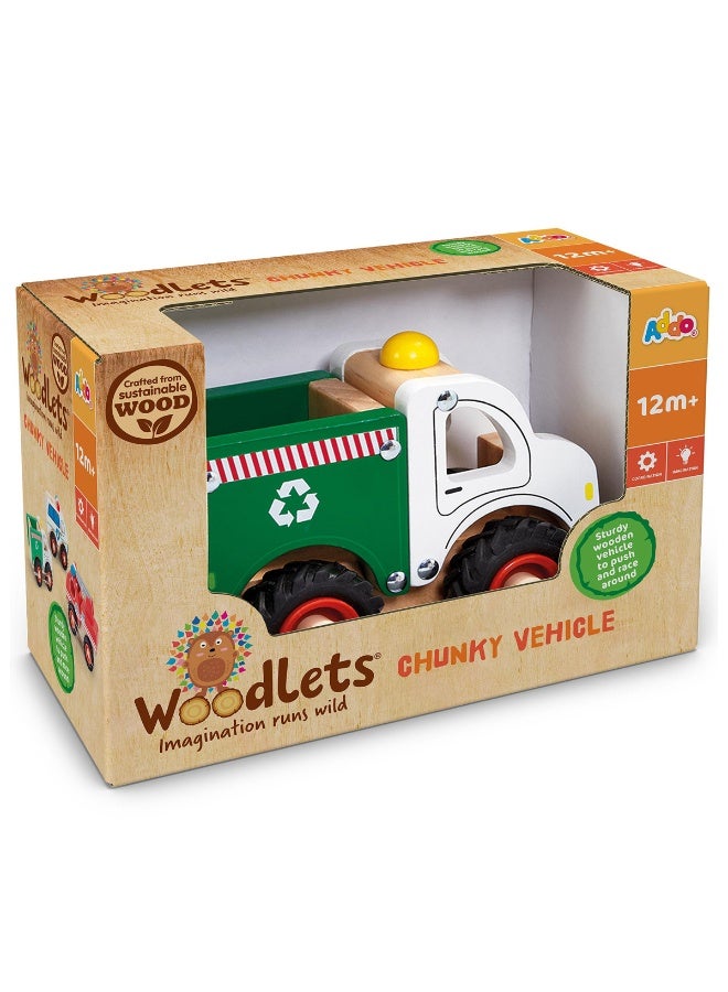 Addo Woodlets Chunky Wooden Vehicles, Assorted 1 Piece (Style & Color May Vary) Each Sold Separately | Fire Truck, Police Van & Recycling Truck | Toy Vehicle | Preschool Toy | Wooden Toy for Toddlers | Interactive Toy | Early Learning Toy | Helps with Motor Skill Development | Perfect Gift for Baby and Toddler - Image 4