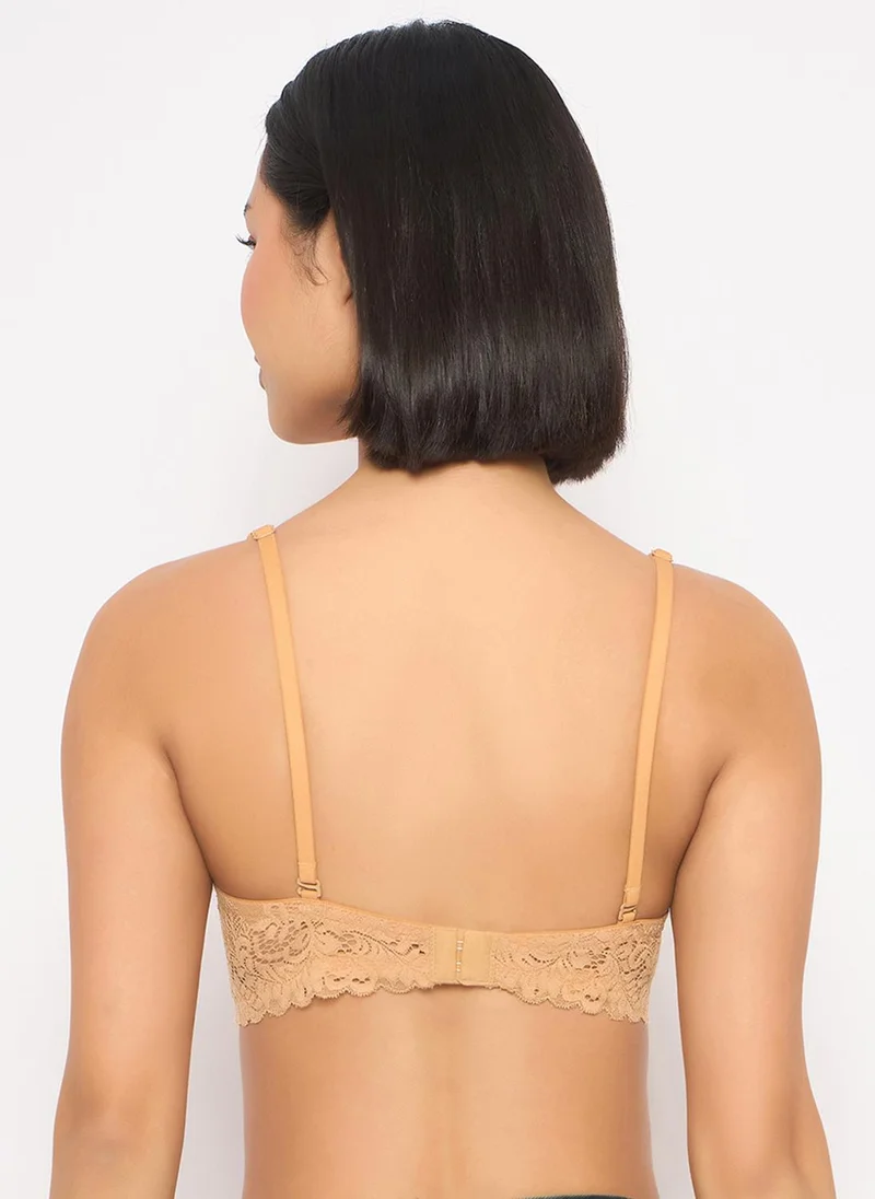 Clovia Beige Clovia Padded Underwired Full Coverage Multiway Strapless Balconette Bra in Nude Colour - Lace for Women | Best Price UAE