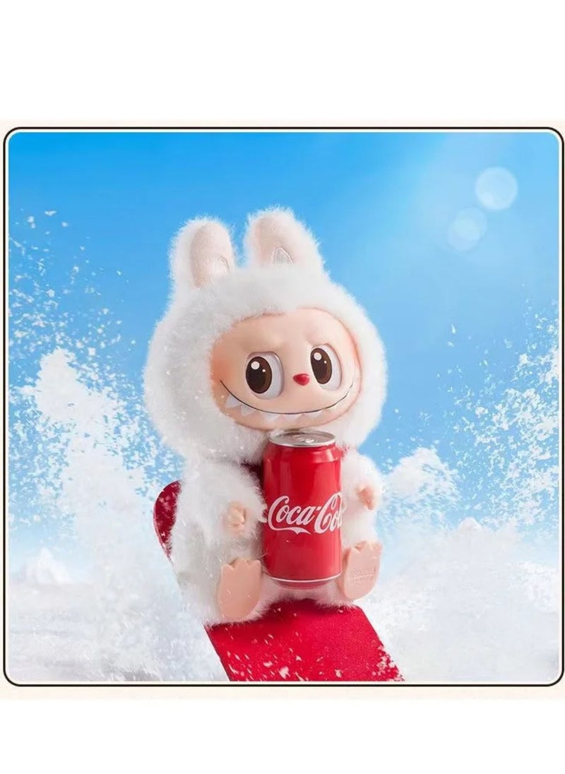 Plush Toy Made in China POP Doll MART Coke Series White Labubu Stand Models Bubble Mart Series Sit Sit Party Stand Up Model Tide Play Vinyl Face Plush Blind Box Coke Labubu Plush Toys Doll Selectable Including Hidden China Version for Kids Adults Boy Girls Soft Plush Birthday Gifts for Children