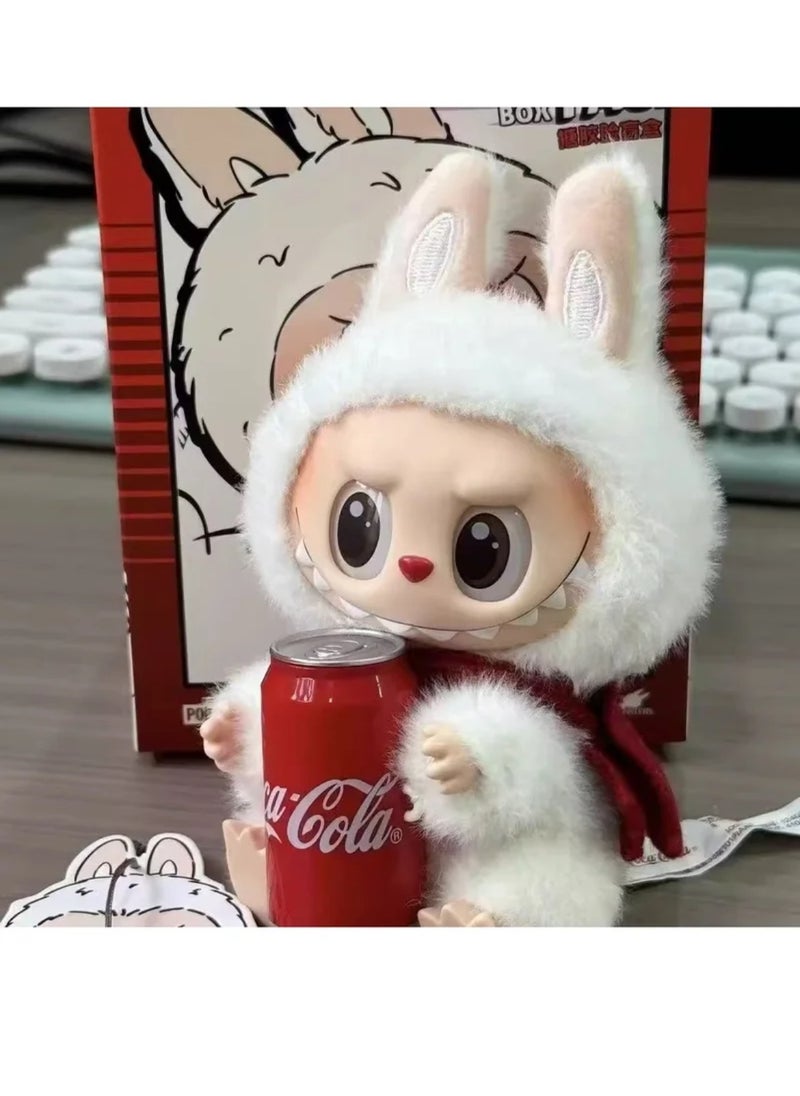 Plush Toy Made in China POP Doll MART Coke Series White Labubu Stand Models Bubble Mart Series Sit Sit Party Stand Up Model Tide Play Vinyl Face Plush Blind Box Coke Labubu Plush Toys Doll Selectable Including Hidden China Version for Kids Adults Boy Girls Soft Plush Birthday Gifts for Children