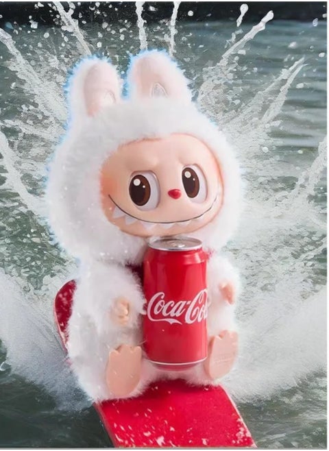 Plush Toy Made in China POP Doll MART Coke Series White Labubu Stand Models Bubble Mart Series Sit Sit Party Stand Up Model Tide Play Vinyl Face Plush Blind Box Coke Labubu Plush Toys Doll Selectable Including Hidden China Version for Kids Adults Boy Girls Soft Plush Birthday Gifts for Children