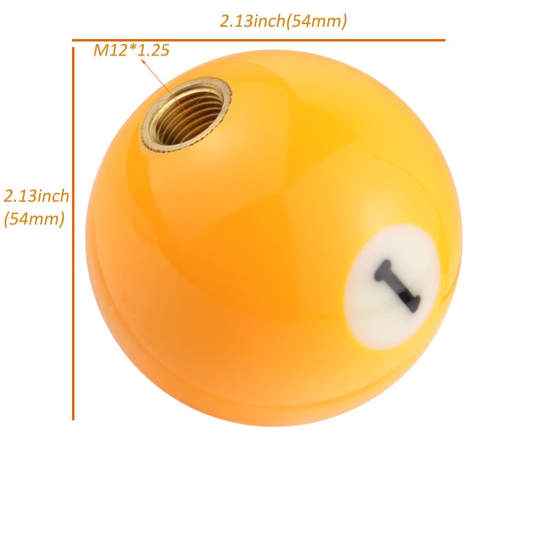 Arenbel 1 Ball Car Racing Shifter Lever Stick Knob Polished Gear Shift Grip Handle Fit Most Auto Manual Vehicles, Yellow - Image 2