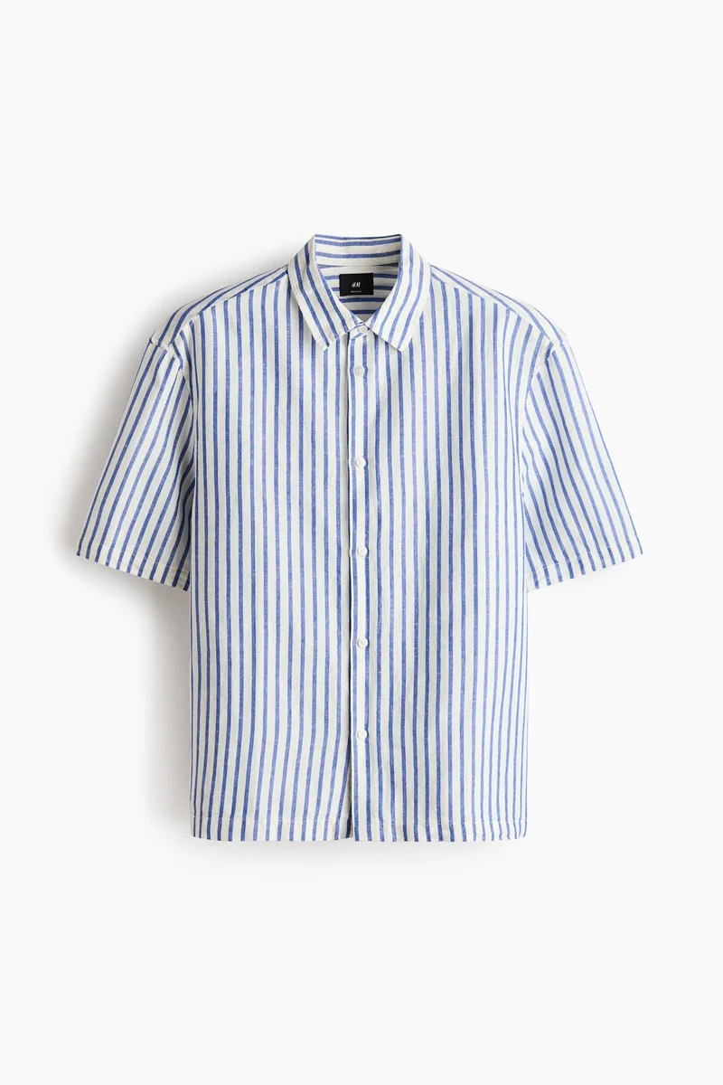 H&M Relaxed Fit Short-sleeved linen-blend shirt