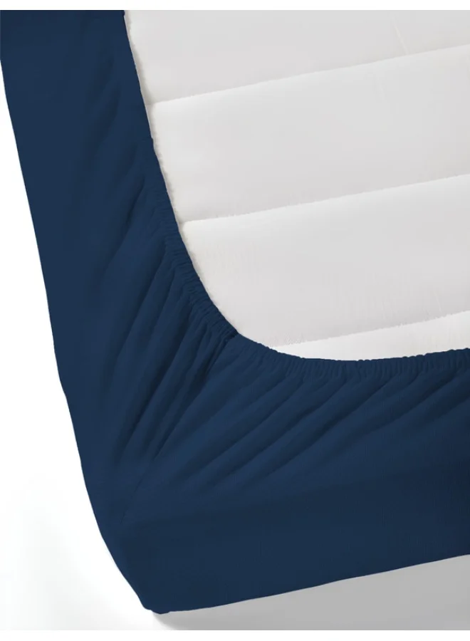 MULBERRY LIVING 100% Cotton - 500Tc Opulent Hue King Size (180X200 Cms) Fitted Bedsheet With 2 Pillow Covers (50X75 Cm) - Mediterranean Blue