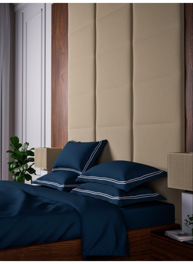 MULBERRY LIVING 100% Cotton - 500Tc Opulent Hue King Size (180X200 Cms) Fitted Bedsheet With 2 Pillow Covers (50X75 Cm) - Mediterranean Blue - Image 5