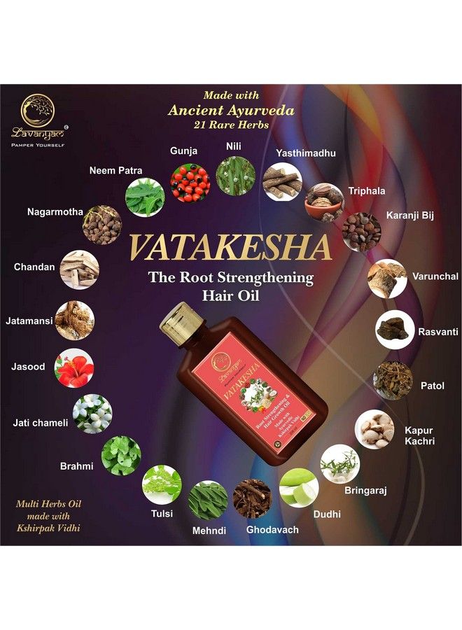 Lavanyam S Vatakesha Root Strengthening Hair Oil Made With Ayurvedic Kshirpak Vidhi Infused With 21 Natural Herbs Antihair Fall Relaxing Conditioning Nourishing (200 Ml) - Image 4