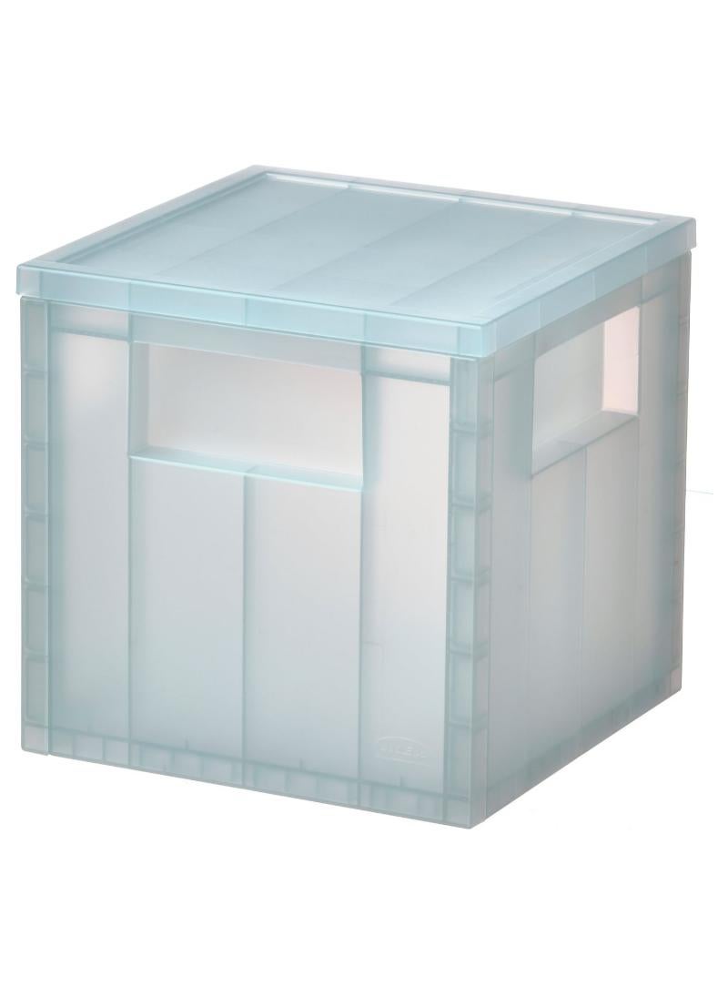 Storage Box With Lid Transparent Grey Blue 16.5X16.5X16.5Cm