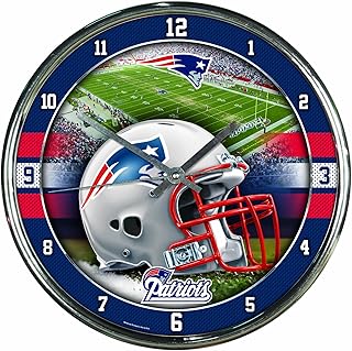 WinCraft WinCraft Nfl Football Team Chrome Wall Clock , New England Patriots , 12-Inch  - Image 1