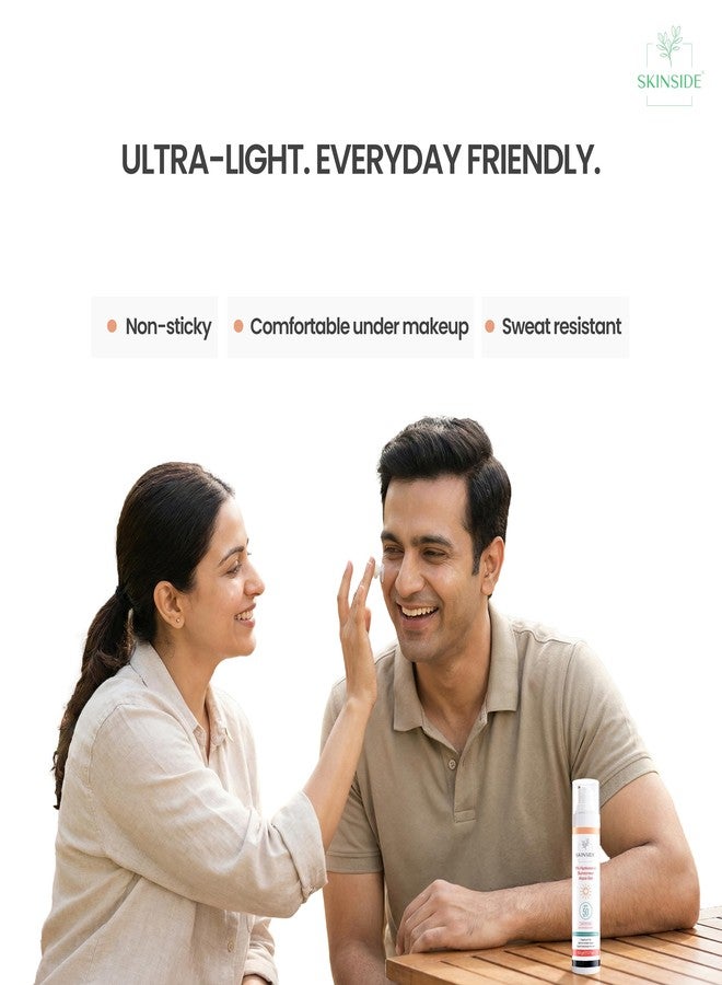 SkinSide 1% Hyaluronic In Vivo Tested Sunscreen Aqua Gel Ultra Light SPF 50 PA++++ | UVA UVB & Blue Light Protection | Zero White Cast | For All Skin Types | For Men & Women (50g) - Image 4