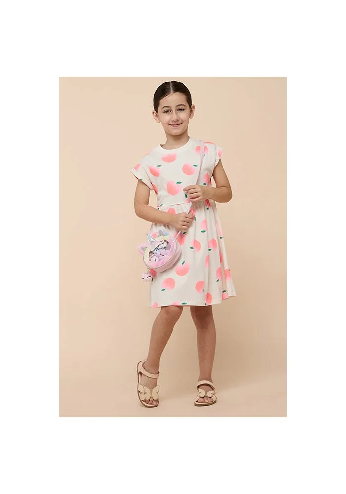 أر أند بي Printed Flared Dress with Crew neck and Short Sleeves