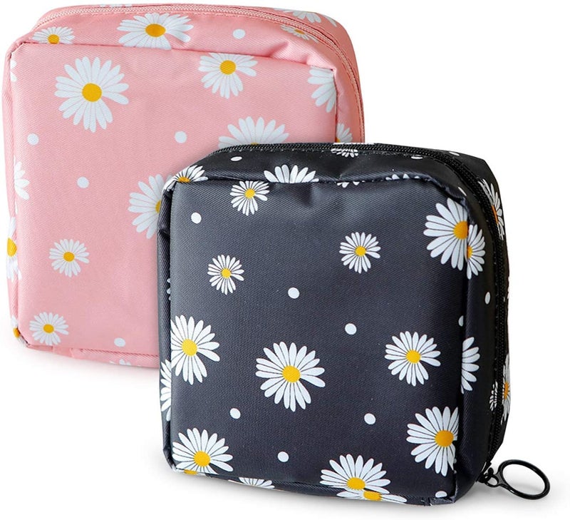 Portable Mini Organizer Pouch – Waterproof Sanitary Pad Storage Bag, Small Makeup Case, Pencil Holder, Lightweight Travel Accessories Organizer for Daily Use (Pack (2 Pieces))