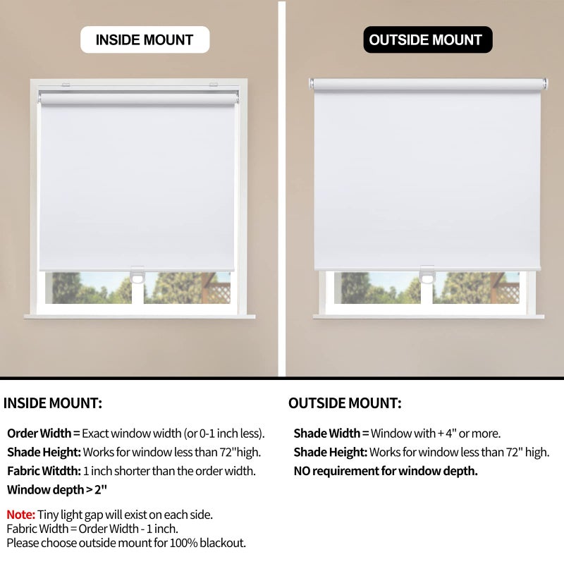 Sunoff Blackout Roller Shades Blinds Cordless for Windows Pull Down Room Darkening Door Blinds with Thermal Insulated Easy to Install for Living Room,Bedroom,Home,Office Bathroom White 23" W x 72" H - Image 3