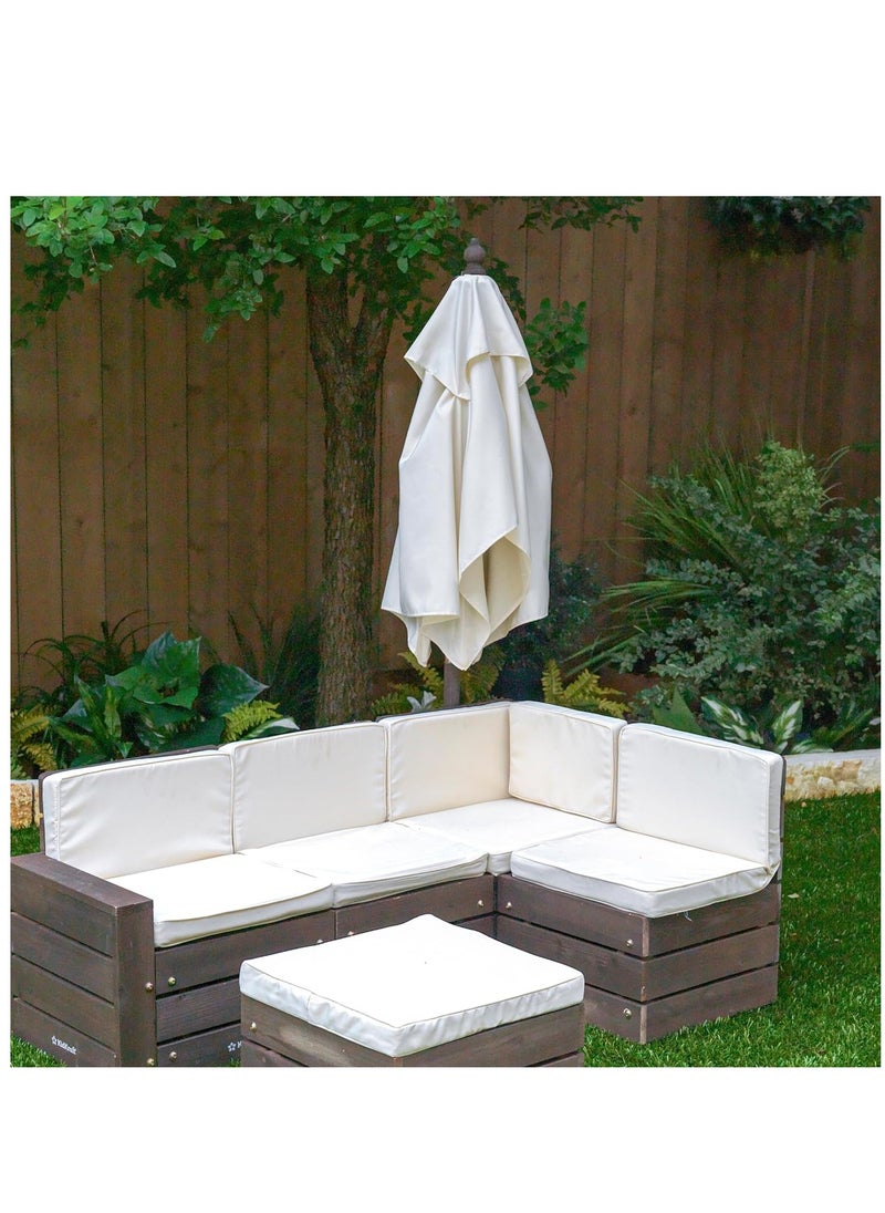 KidKraft Kidkraft Outdoor Sectional Ottoman & Umbrella Set- Bear Brown & Beige  - Image 4