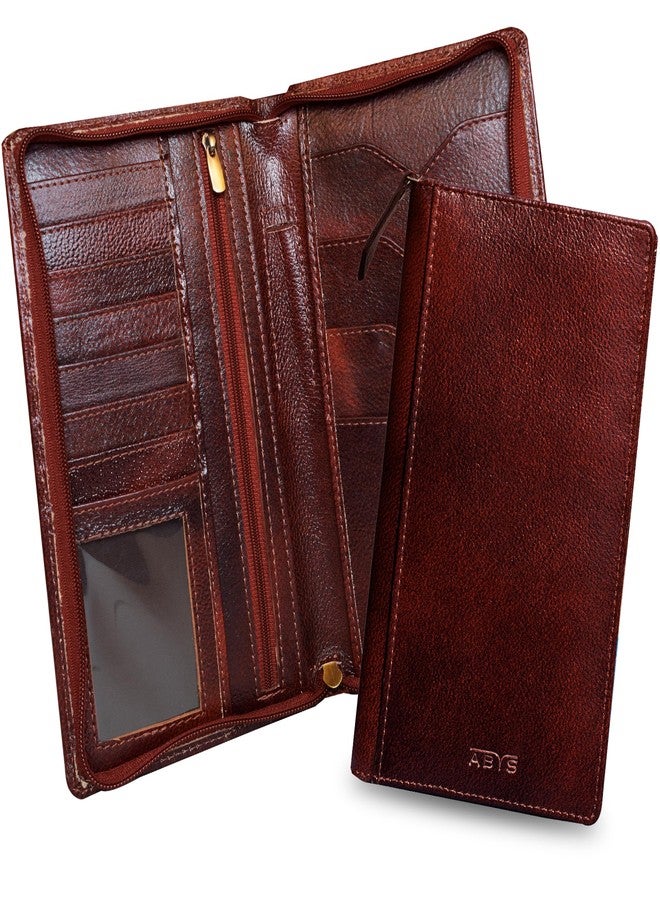 ABYS Genuine Leather Dark Brown Passport Holder for Men & Women|Zipper Travel Wallet|Family Passport Holder for 4 (Coffee Brown) - Image 1