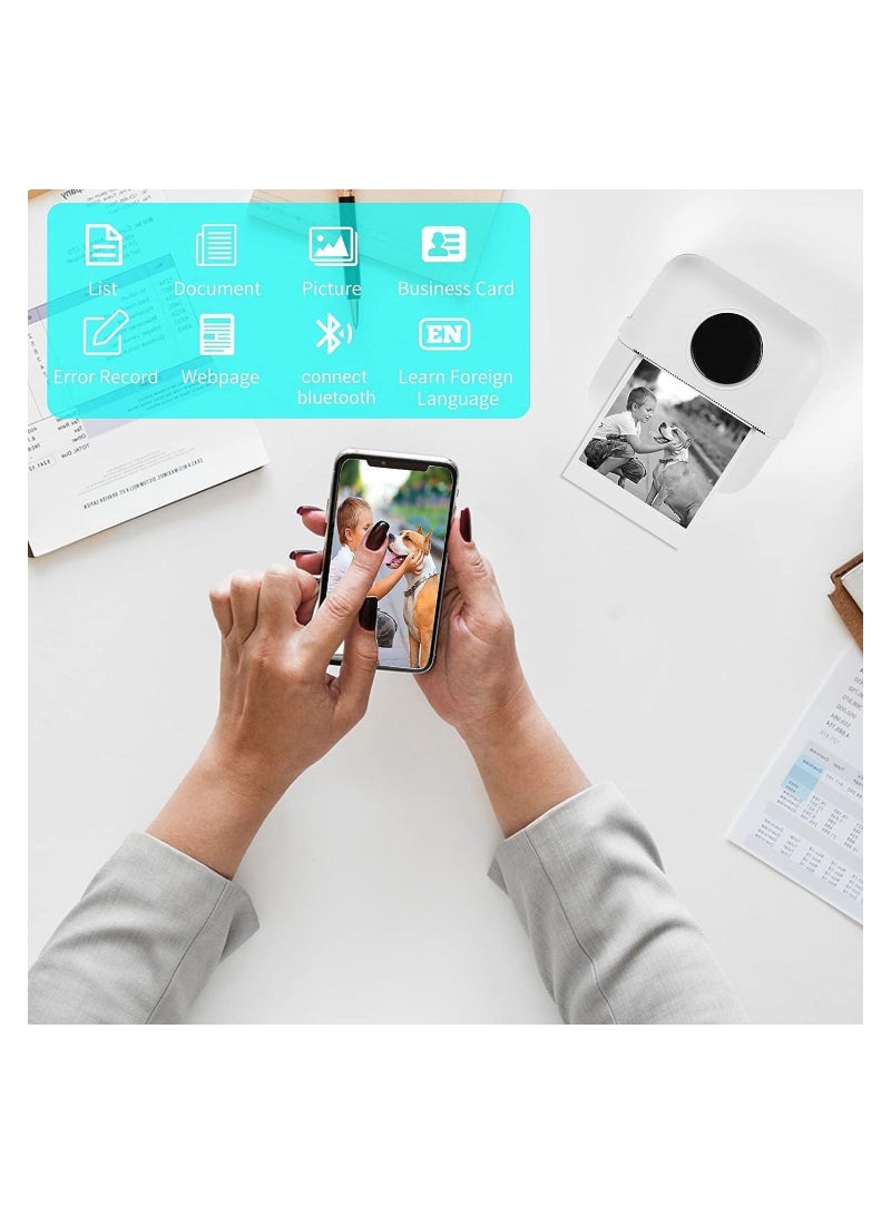 طابعة صور صغيرة محمولة، طابعة حرارية محمولة لاسلكية للهواتف الذكية التي تعمل بنظامي التشغيل أندرويد وiOS، طابعة بلوتوث للمساعدة في التعلم، ملاحظات التعلم، ملاحظات المجلة وما إلى ذلك - Image 4