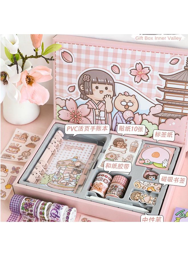 Bluejw Hand Account Suit Gift Box Small Potato Girl Cute New Hand Account Book And Sticker Tape Loose-leaf Net Red Square - Image 3