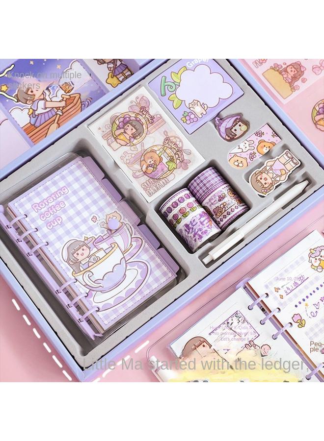 Bluejw Hand Account Suit Gift Box Small Potato Girl Cute New Hand Account Book And Sticker Tape Loose-leaf Net Red Square - Image 4