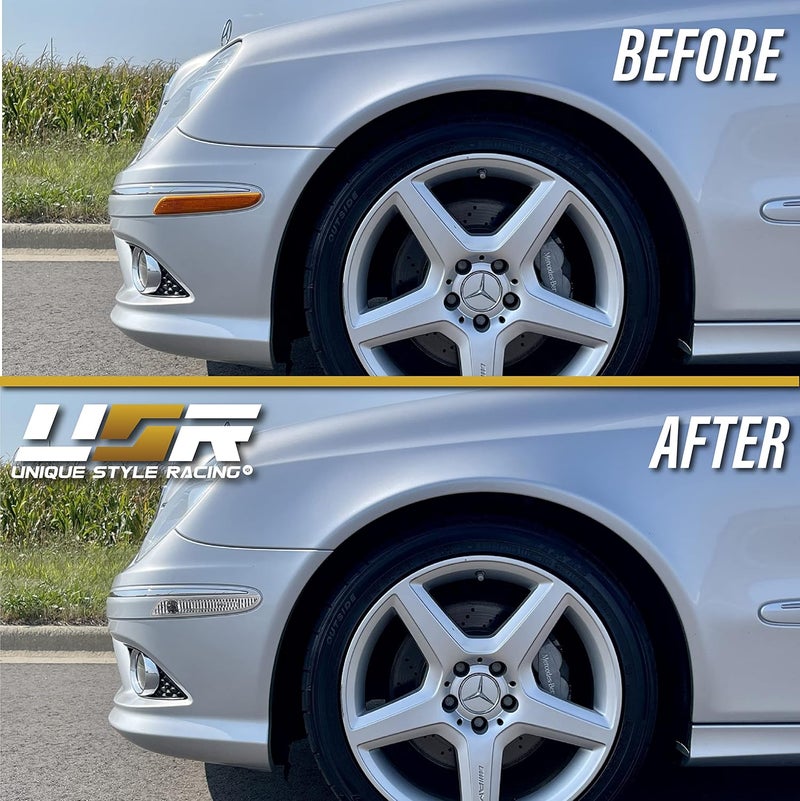 USR UNIQUE STYLE RACING أضواء علامة الجانب USR 07-09 W211 - مصابيح علامة الجانب لمصد السيارة الأمامي لمرسيدس بنز E Class - Image 3