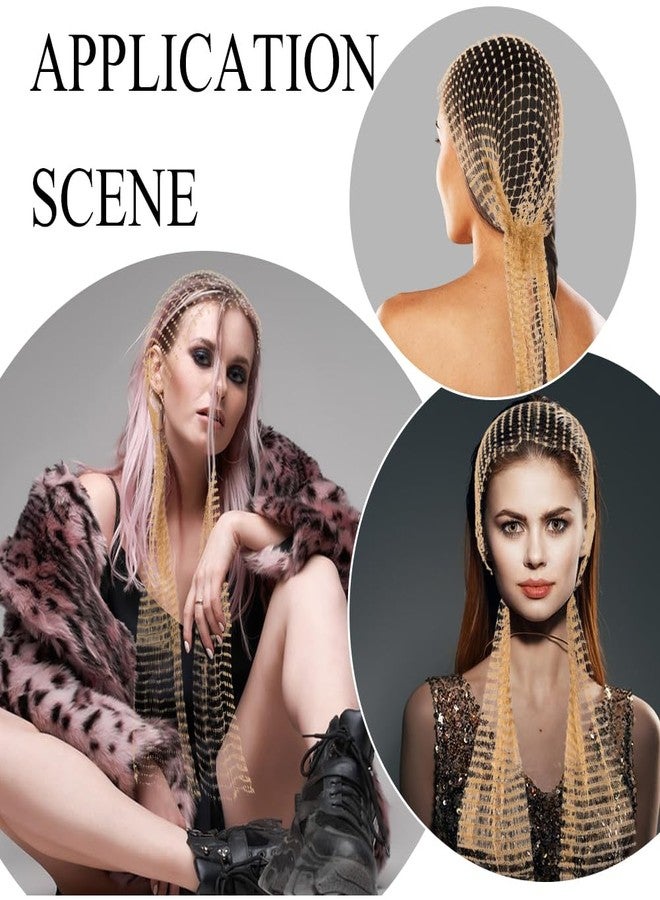 CABODYALS 2Pcs 2 Colors Silver Gold Rhinestone Diamond Mesh Head Scarf Sparkly Headpiece Crystal Headbands Glitter Bling Hollow Out Headwraps Hair Accessories for Women Holiday Rave Party Nightclub - Image 4