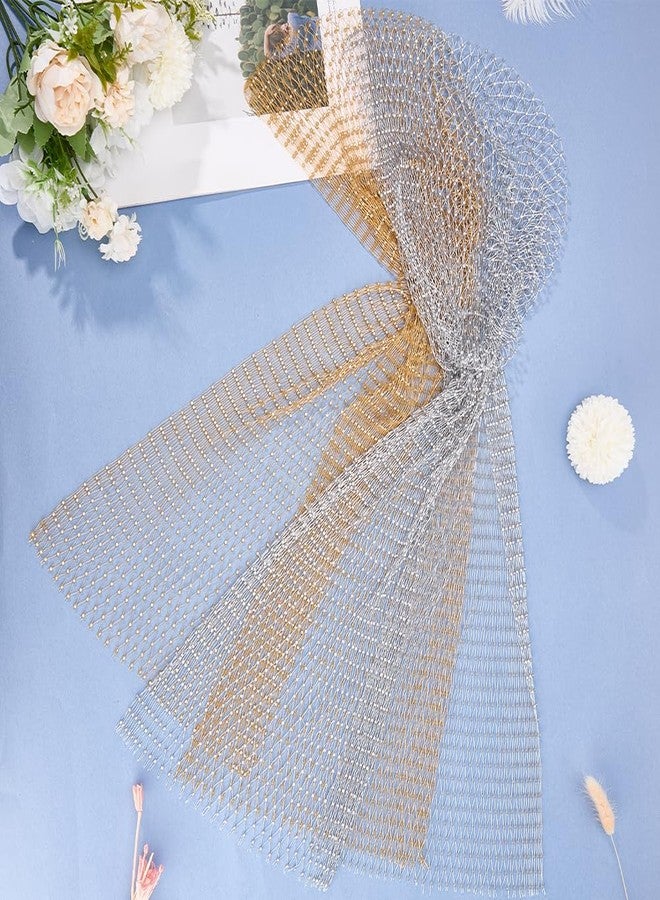 CABODYALS 2Pcs 2 Colors Silver Gold Rhinestone Diamond Mesh Head Scarf Sparkly Headpiece Crystal Headbands Glitter Bling Hollow Out Headwraps Hair Accessories for Women Holiday Rave Party Nightclub - Image 3