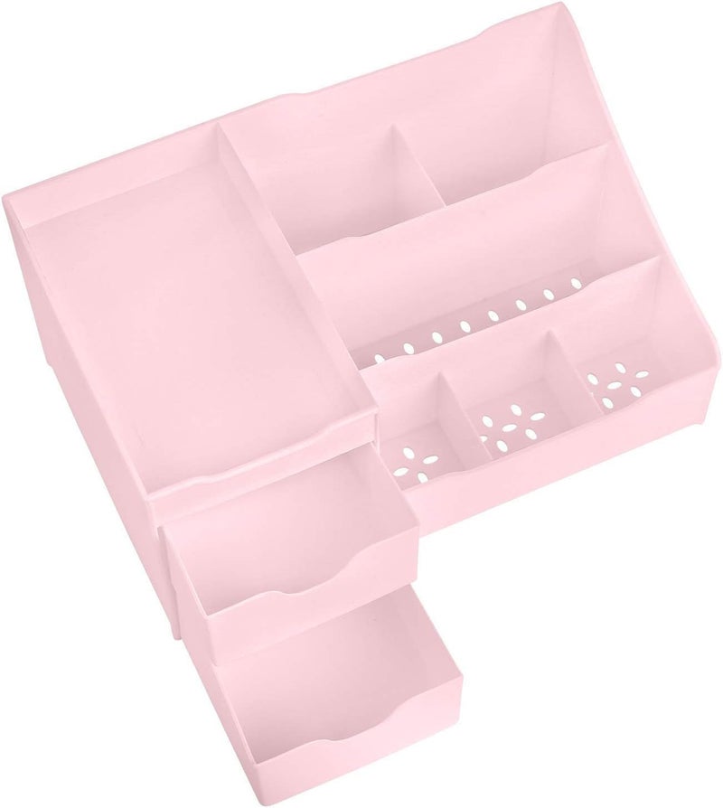 KRYLAR Large Capacity Cosmetic Storage Box Makeup Container Desktop Drawer Organizer For Women Jewelry Nail Polish Makeup Container Desktop Sundries Storage Box, Plastic Stationary Box-Color:-pink - Image 3