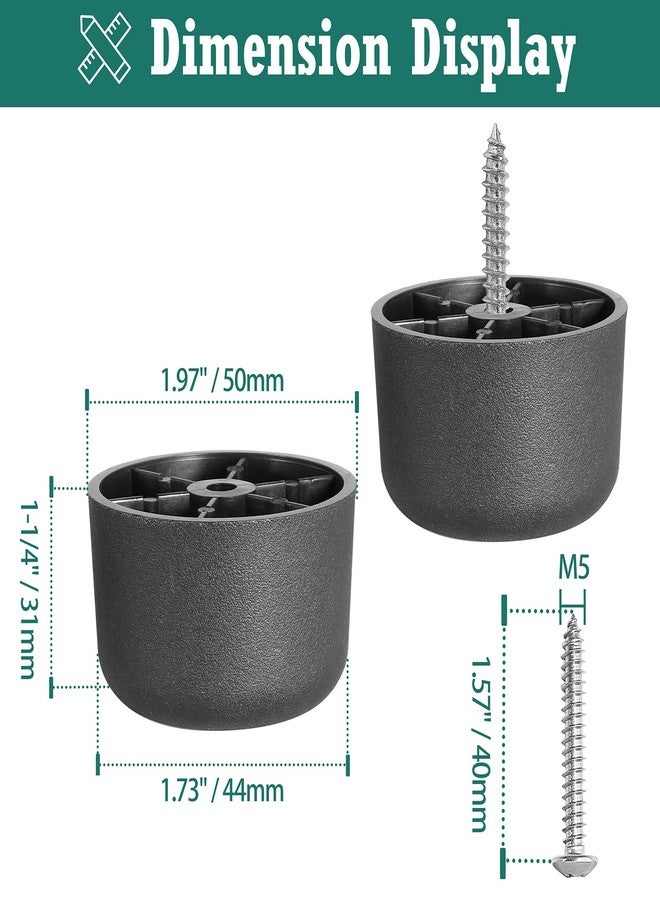 Masendelk أرجل أثاث بلاستيكية سوداء من ماسينديلك، مقاس 1-1/4 بوصة، أرجل أريكة ملولبة، أرجل أريكة دائرية مدببة، أرجل بديلة للأثاث والأرائك والطاولات، عبوة من 4 قطع - Image 3