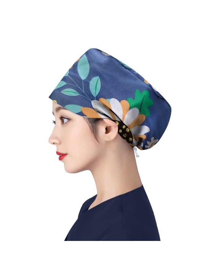 NIBEMINENT Women's Long Hair Nursing Cap Cotton Adjustable Medical Hospital Surgical Cap Unisex Anesthesiologist Nurse Working Scrub Caps