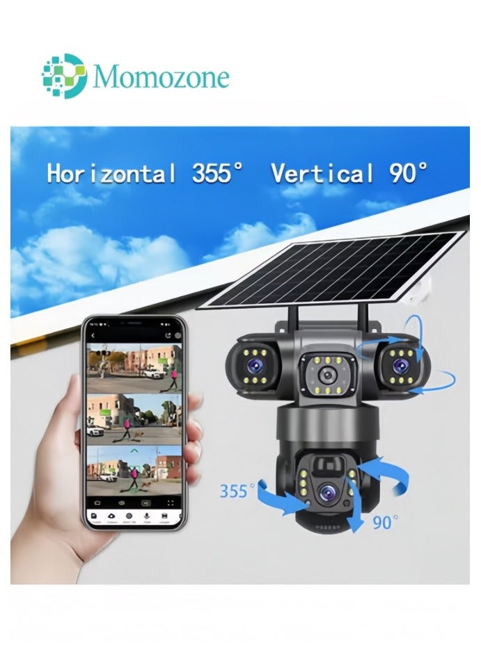 4K HD Solar Security Camera with 4G, CCTV, Battery, Three-Eye, Three-Screen for Outdoor Smart Home Surveillance - Image 1