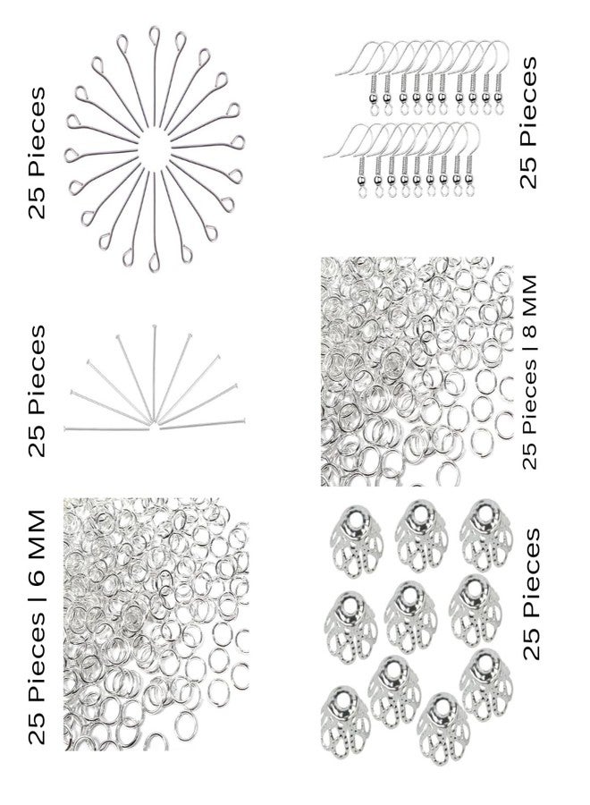 Dhruv Crafts Earring Making Kit, Earring Making Supplies Kit with Earring Hooks, Earring Findings, Earring Backs, Earring Pins, Jump Rings for Jewelry Making Supplies |150 Pieces| (Silver) - Image 1