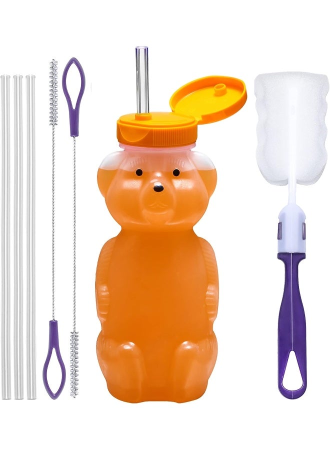 Special Supplies Honey Bear Straw Cup Long Straws, Squeezable Therapy and Special Needs Assistive Drink Container, Spill Proof and Leak Resistant Lid - Image 1