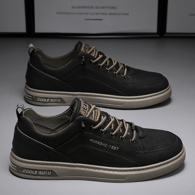 Black Board Shoes Men's 2024 New Autumn Kitchen Casual Leather Shoes for Chef Work Labor Insurance Shoes - Image 3