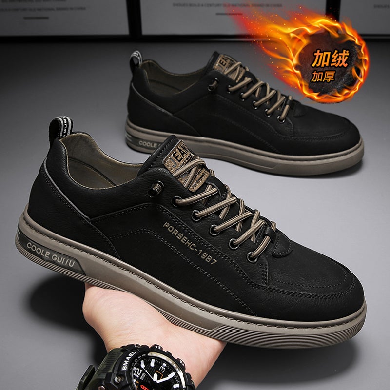 Black Board Shoes Men's 2024 New Autumn Kitchen Casual Leather Shoes for Chef Work Labor Insurance Shoes - Image 2