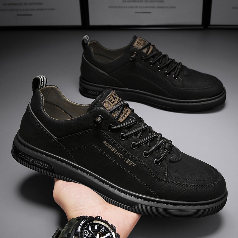 Black Board Shoes Men's 2024 New Autumn Kitchen Casual Leather Shoes for Chef Work Labor Insurance Shoes - Image 5