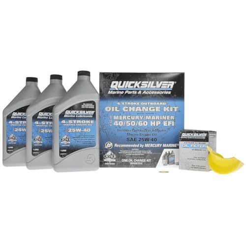 Quicksilver 25W40 Oil Change Kit for 4Stroke 40hp 50hp and 60hp Mercury Outboards