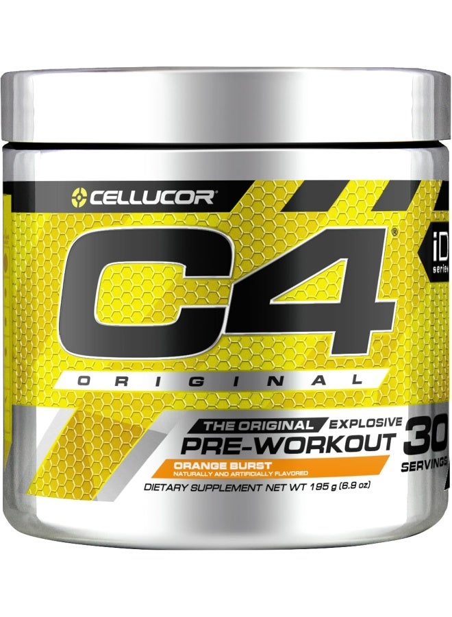 سيلوكور مسحوق C4 الأصلي قبل التمرين خالٍ من السكر، يحتوي على بيتا ألانين وفيتامين C لدعم الطاقة والتركيز والأداء، بنكة انفجار البرتقال – 30 حصة. - Image 1