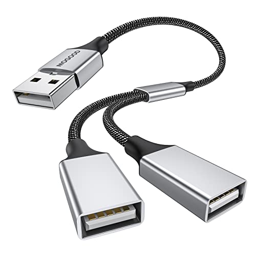 MOGOOD USB Splitter Cable USB y Splitter Adapter (Carplay NOT Supported) Dual Type A 2.0 Power Cord Extension for Charging/Data Transfer/Laptop/Mac/Car - Image 1